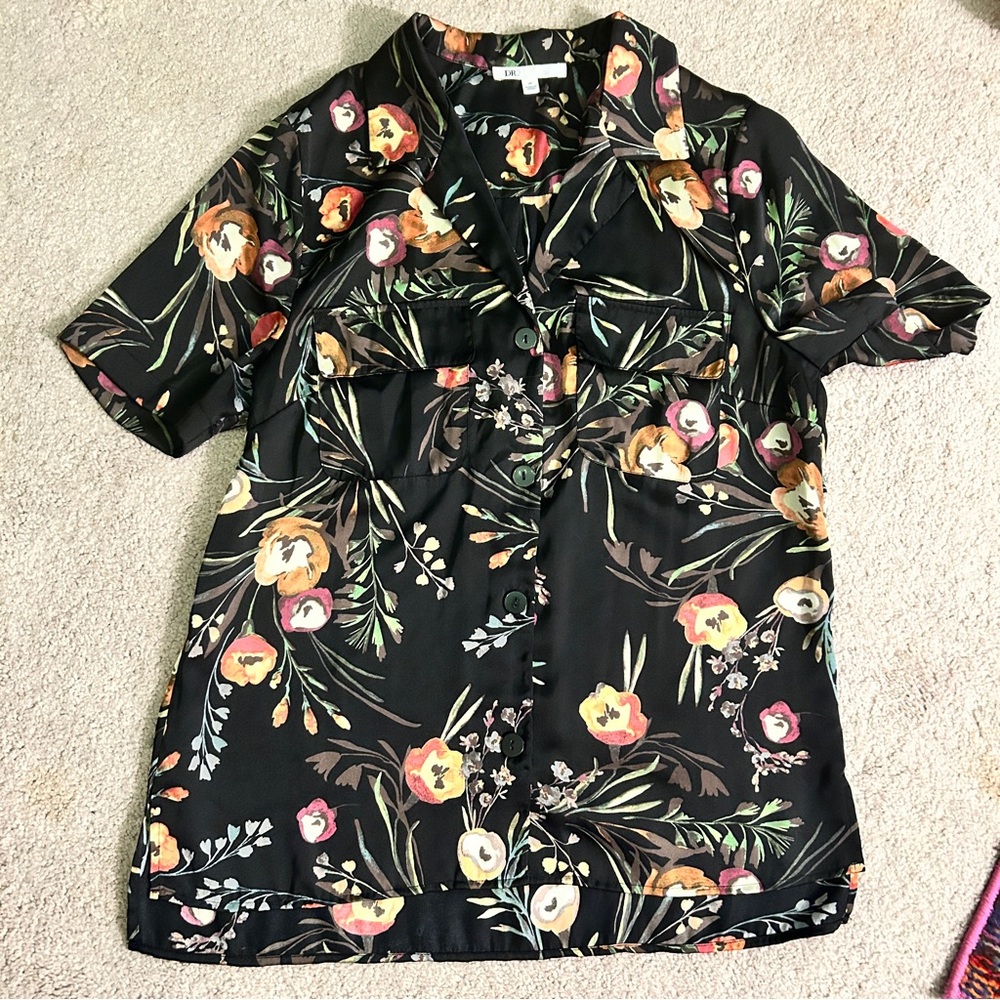 DR2 Black Floral Button-Up Shirt